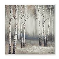 Stupell Industries Misty Birch Tree Forest Muted Landscape Gray, Designed by Michael Marcon Wall Plaque, Grey