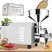 NEWTRY 1500W Commercial Superfine Grain Mill, Stainless Steel Grain Grinder, Industrial Herb Spice Sugar Pepper Soybean Grinder,Grinding Machine 44-88lbs/h (1500W; 44-88lb/h)