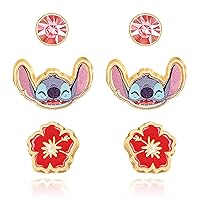 Girls Stitch Earrings 3-Piece Set Officially Licensed - Set of 3 Stitch Stud Earrings for Girls - Stitch Jewelry
