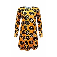 Ladies Halloween Printed Swing Dress for Night & Dress Up Party Wear