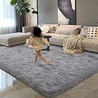 HOMORE Luxury Fluffy Area Rug Modern Shag Rugs for Bedroom Living Room, Super Soft and Comfy Carpet, Cute Carpets for Kids Nursery Girls Home, 8x10 Feet Gray