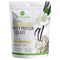 Antler Farms - 100% Grass Fed New Zealand Whey Protein Isolate, Vanilla Flavor, 2 lbs - Pure and Clean, 4 Ingredients, Delicious, Cold Processed