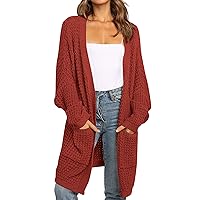 ZESICA Women's 2024 Fall Long Batwing Sleeve Open Front Chunky Knit Cardigan Sweater