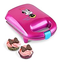 Disney Minnie Mouse Mini Cupcake Maker with Cupcake Liners by Select Brands - Mini Cupcake Iron & 100 Cupcake Liners for Baking - Includes Candy Bow Mold & Recipes - Makes 4 Mini Cupcakes