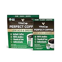 Perfect Low Acid Coffee Bundle, Pure & Smooth USDA Organic & Fair Trade, Mycotoxin Free, Dark Roast | 16 CT Pods & 24 CT Instant Coffee Packets
