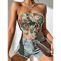 Women's Tops Floral Print Bandana Tube Top Sexy Tops for Women