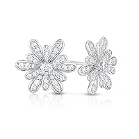 Natalia Drake Cute Flower 1 Cttw Diamond Stud Earrings for Women in Rhodium Plated 925 Sterling Silver