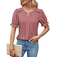 Blooming Jelly Womens Dressy Casual Tops Short Sleeve Work Shirts Summer Business Work Blouses