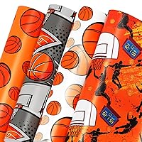 Mpanwen Basketball Wrapping Paper for Boys Kids, 8 Sheets Large Basketball Theme Gift Wrap for Christmas Birthday Holiday - 27 x 39.5 Inches Per Sheet