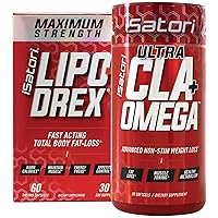 Lipo-Drex Fat Loss Thermogenic Formula-Fast Acting Weight Loss-Appetite Suppressant (60 Capsules) Ultra CLA + Omega (90 Softgels)