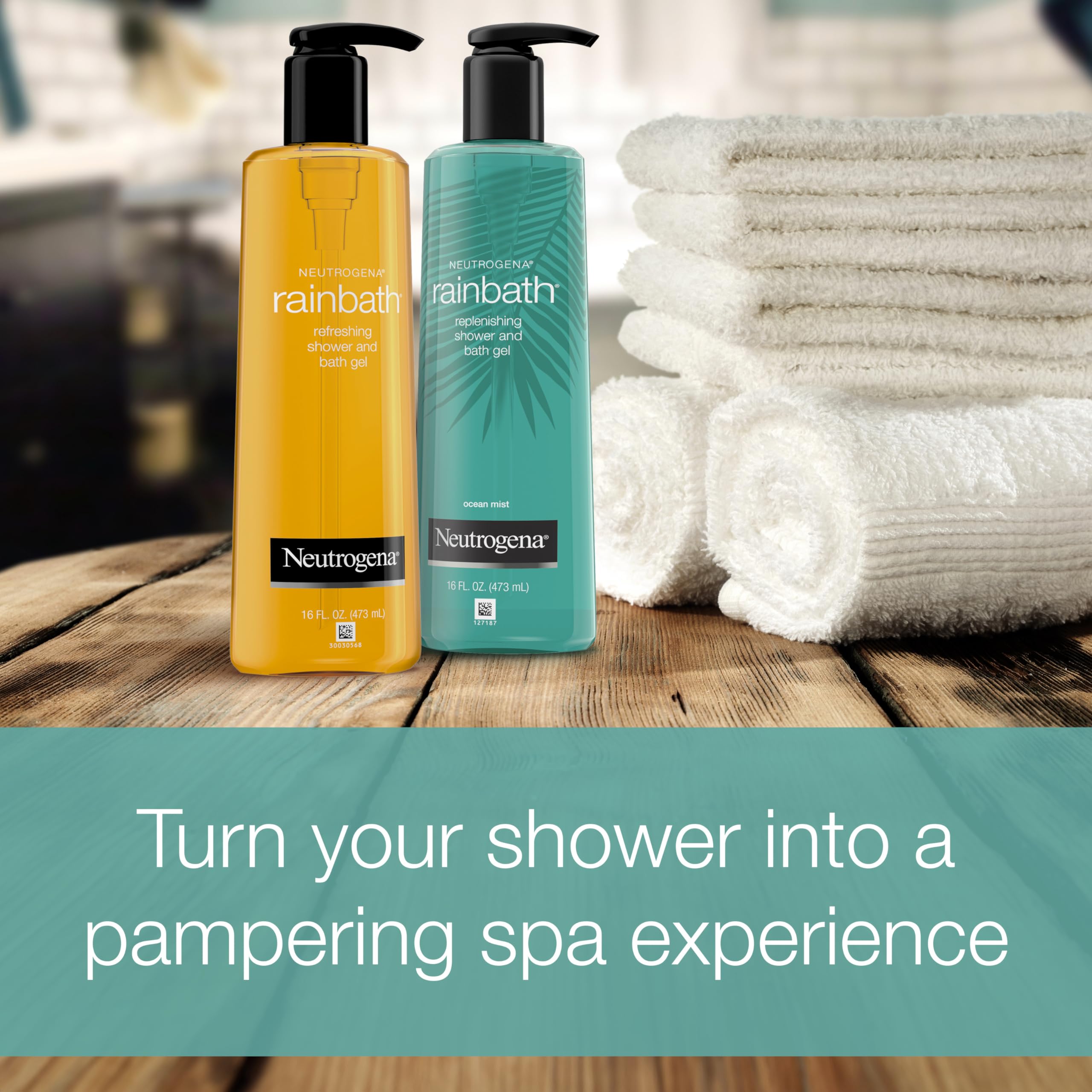 Neutrogena Rainbath Refreshing & Cleansing Shower & Bath Gel, Moisturizing Daily Body Wash & Shaving Gel for Soft Skin, Two Pack Including Ocean Mist & Original Scents, 2 x 16 fl. oz