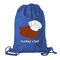 Turkey Chef Cinch Bag, Reusable Thanksgiving Backpack, Thanksgiving Cotton Bags - Royal CA2725Thanksgiving S13