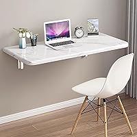 Wall Mounted Table Fold Down for Laundry Room, Floating Desk for Wall Small Spaces, Folding Wall Table for Home Office Study Work Bench, Laundry Room, Kitchen Dining (White 35.4×19.7inch