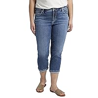 Silver Jeans Co. Women's Plus Size Elyse Mid Rise Comfort Fit Capri Jeans