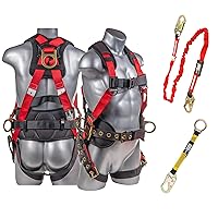 Palmer Safety Fall Protection Safety Harness Hammerhead Series Safety Kit I Premium Harness + Lanyard + D-Ring Extender Kit