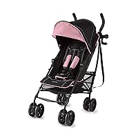 Summer Infant 3Dlite+ Convenience Stroller, Pink/Matte Black – Lightweight Umbrella Stroller with Oversized Canopy, Extra-Large Storage and Compact Fold