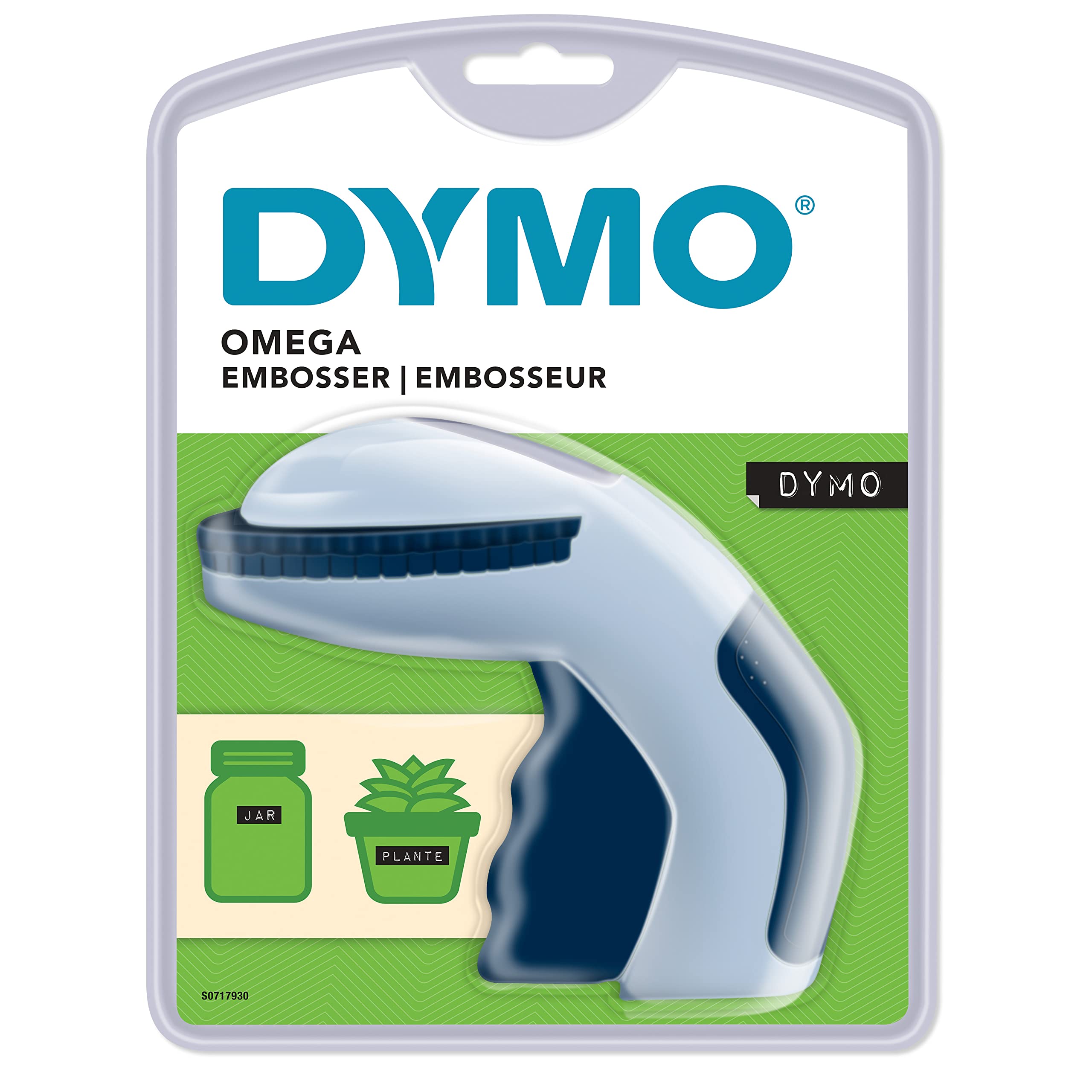 Dymo S0717930 Omega Home Embossing Label Maker, Grey and Navy, Embosser