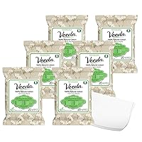 Veeda 100% Natural Cotton PH Balanced Hypoallergenic Feminine Wet Wipes, Safe Cleansing Cloths for Sensitive Skin, Unscented, 20 Count (Pack of 6)