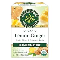 Traditional Medicinals Tea, Organic Lemon Ginger, Promotes Healthy Digestion, 16 Tea Bags