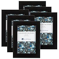 Set of 6 Picture Frames - 4x6 Photo Frame Set with Stand and Hooks for Gallery Wall or Family Portrait - Picture Wall Decor by Lavish Home (Black)