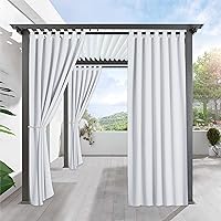 RYB HOME Outdoor Waterproof Curtains - Blackout Privacy Heavy Duty Indoor Outdoor Curtains for Cabana Corridor Garden Sun Room, 1 Panel, 52 inches Wide x 108 inches Long, Greyish White