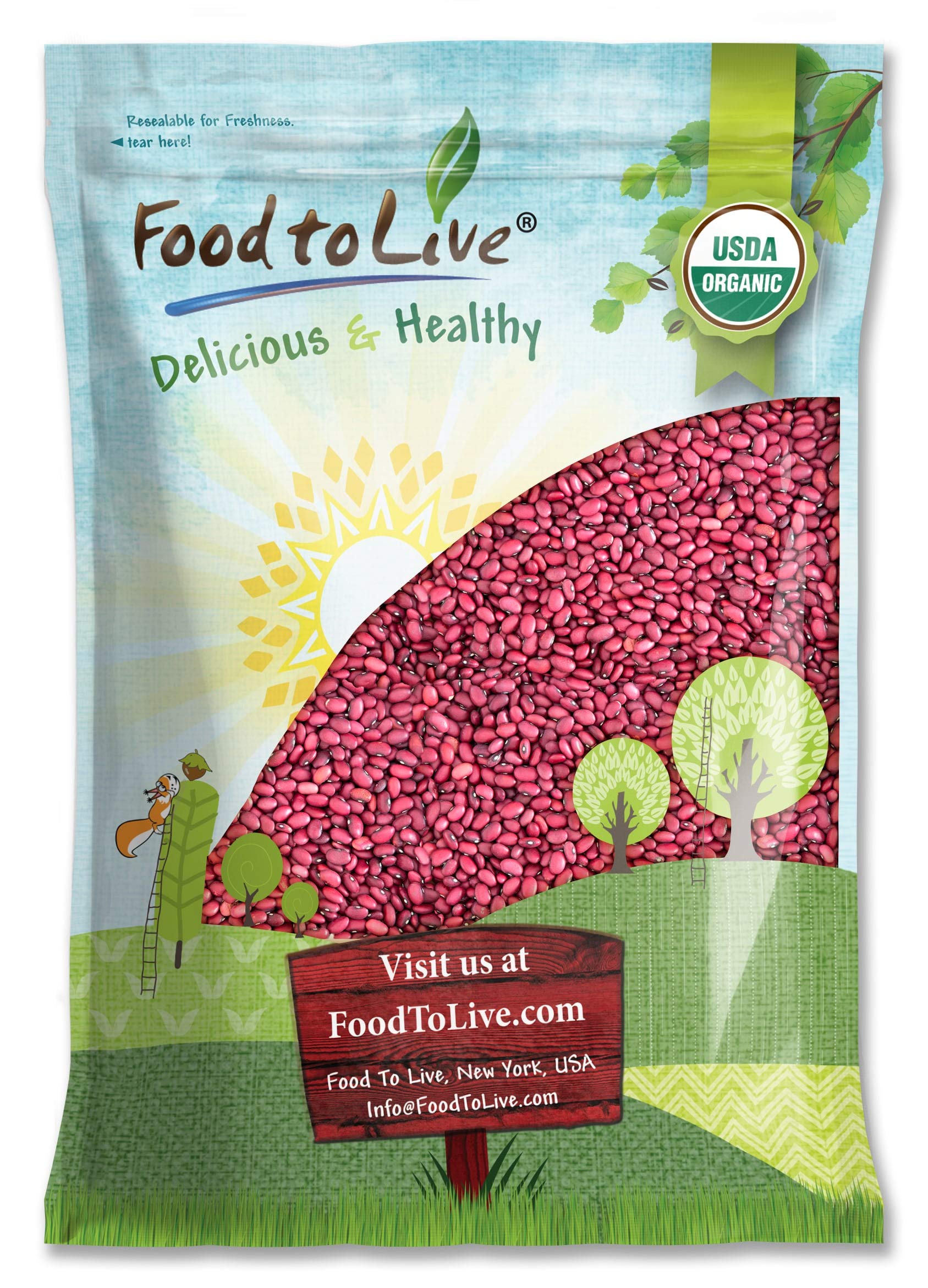 Organic Small Red Chili Beans, 5 Pounds - Non-GMO, Kosher, Vegan, Dry, Raw, Sproutable, Non-Irradiated, Vegan, Bulk, Product of the USA