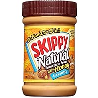 Skippy Creamy Peanut Butter, Natural with Honey, 15-Ounce Jars (Pack of 6)