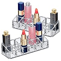 Amazing Abby - Glamour - 2-Pack 12-Slot Acrylic Lipstick Organizer, Lipstick Holder, Lip Gloss Organizer, Cosmetic Storage Display, Perfect Storage Solution for Drawer, Vanity, Bathroom, and More
