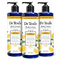 Dr Teal's Body Lotion, Lemon Prebiotic Lemon Balm & Essential Oils, 18 fl oz (Pack of 3)