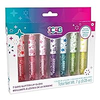 3C4G 7 Days Glitter Lip Gloss - Flavored Lip Gloss Set for Girls - Strawberry, Raspberry, Vanilla and More! - 7 Piece Lip Gloss Kit by Make It Real