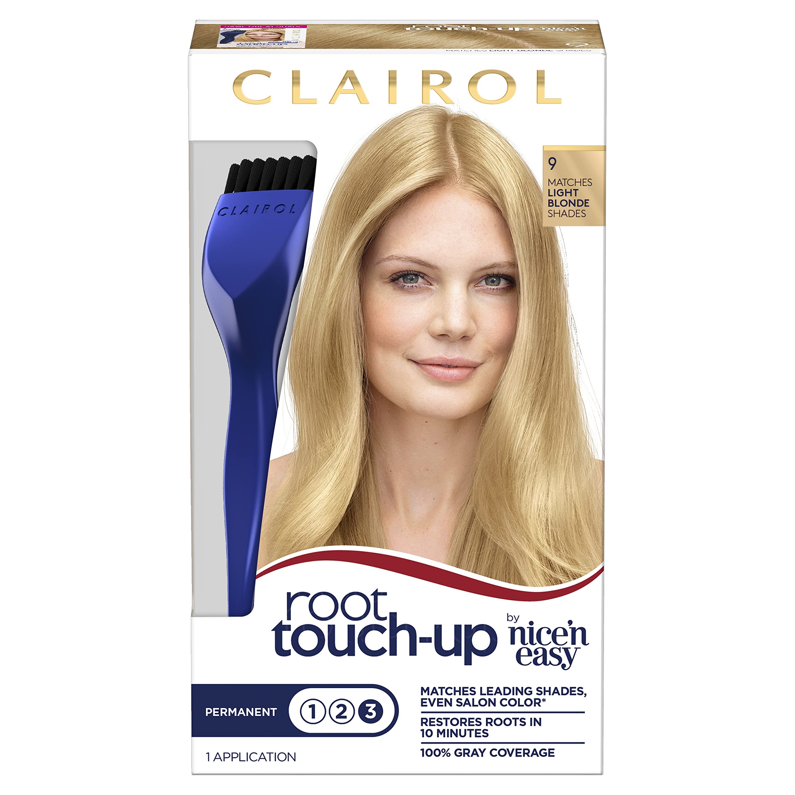 Clairol Root Touch-Up by Nice'n Easy Permanent Hair Dye, 9 Light Blonde Hair Color, 1 Count