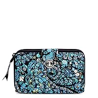 Vera Bradley Women's Cotton Turnlock Wallet With RFID Protection, Dreamer Paisley - Recycled Cotton, One Size