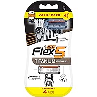 BIC Flex 5 Titanium 5-Blade Disposable Razor for Men, Sensitive Skin Razor For a Smooth, Comfortable and Close Shave, 4 Piece Razor Set