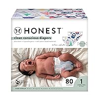Clean Conscious Diapers | Plant-Based, Sustainable | Winter '23 Limited Edition Prints | Club Box, Size 1 (8-14 lbs), 80 Count