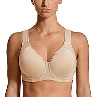 SYROKAN High Impact Sports Bras for Women Support Underwire Cross Back Large Bust Cool Comfort Molded Cup