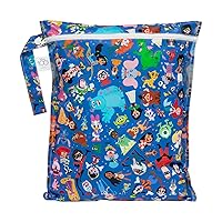 Bumkins Disney Waterproof Wet Bag for Baby, Travel, Swim Suit, Cloth Diapers, Pump Parts, Pool, Gym, Toiletry, Strap to Stroller, Daycare, Zipper Reusable Bag, Packing Pouch, 100 Magical Celebration