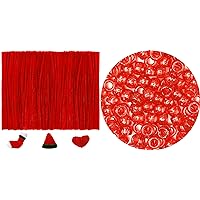 200 red Pipe Cleaners+1000 red Pony Beads Bundle, Pony Beads, Pipe Cleaners, Arts and Crafts, Jewelry Making.