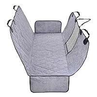 VIVAGLORY Dog Car Seat Covers, Hammock Seat Cover Mesh Visual Window with Extra Strap & Buckles, Waterproof & Nonslip Car Seat Covers Convert to Bench Seat Cover & Trunk Liner, Heather Black L