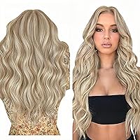 2Packs 220g, Bundle Wire Hair Extensions with Clip in Hair Extensions Human Hair Ash Blonde Highlights Bleach Blonde 20inch 2 Packs
