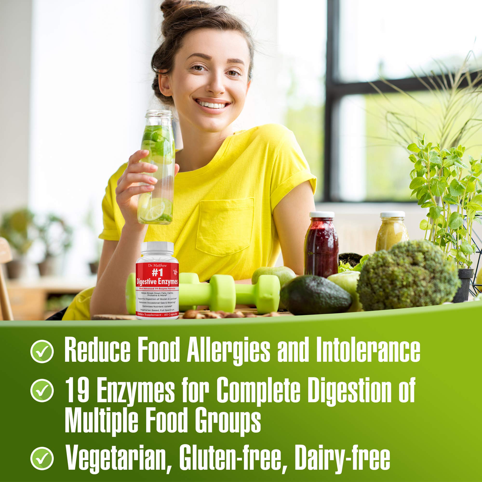 Enzymes for Digestion with Lactase Lipase Amylase Bromelain and 15 more! One of the Best Digestive Enzyme Supplements for IBS, Gallbladder, Gas, Bloating, Constipation Relief. Vegetarian, Gluten-Free