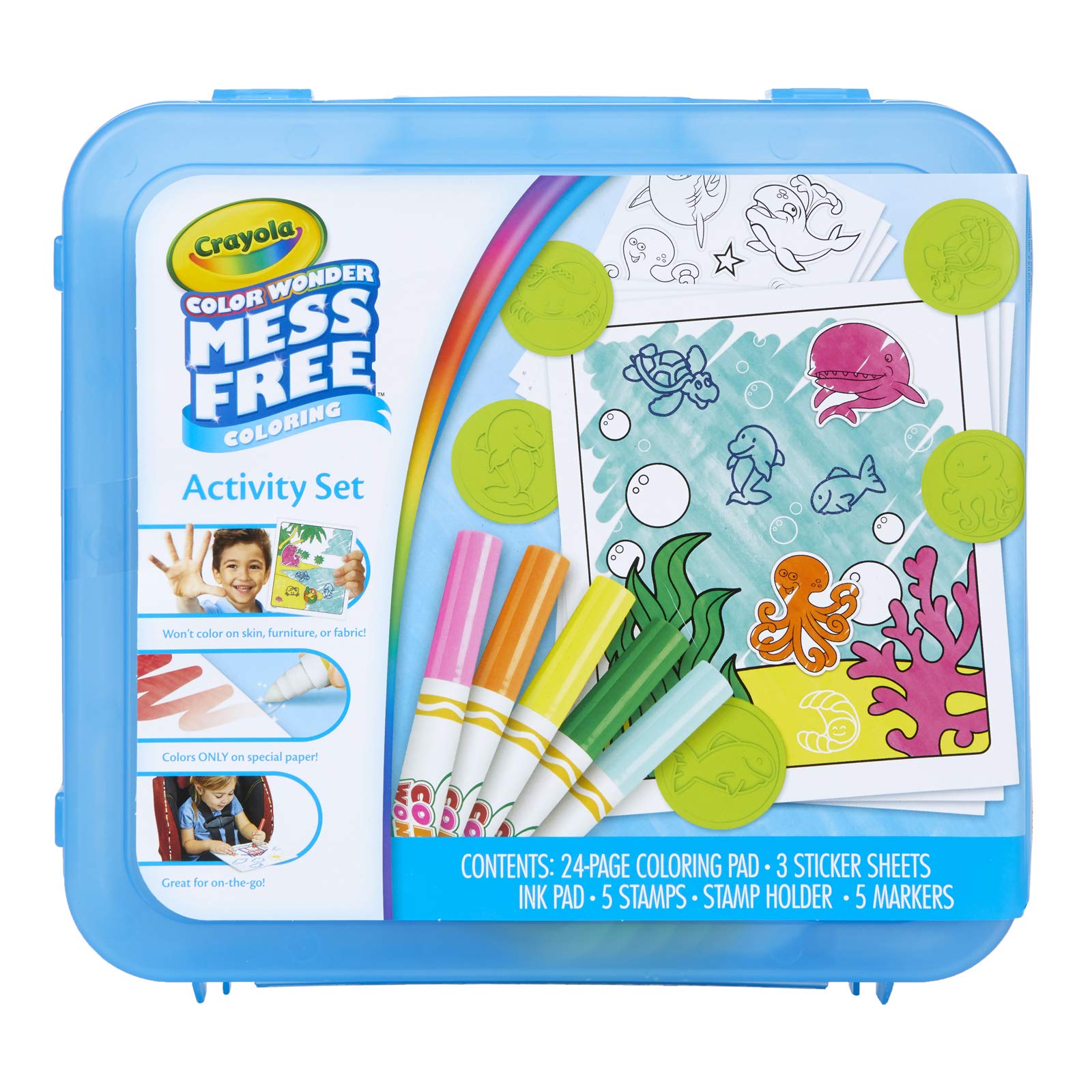 Crayola Color Wonder Mess Free Coloring Activity Set (30+ Piece), Includes Markers, Stamps, and Stickers, Toddler Toys, Gift for Kids 3, 4, 5, 6
