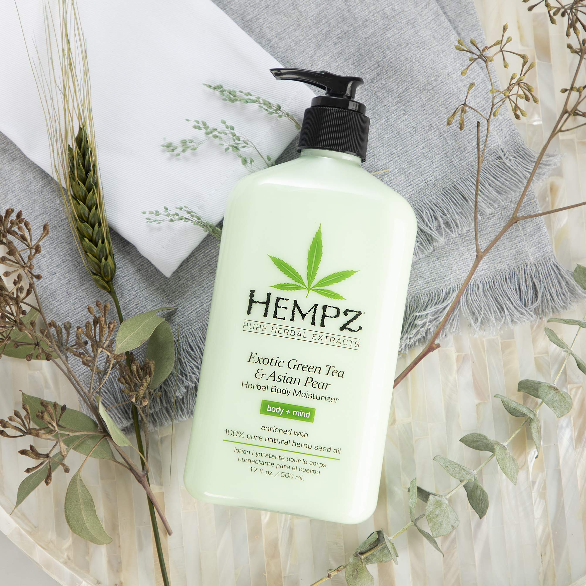 HEMPZ Body Lotion - Green Tea & Asian Pear Daily Moisturizing Cream, Shea Butter Body Moisturizer - Skin Care Products, Hemp Seed Oil - Large