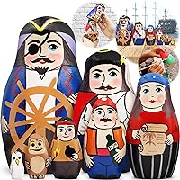 AEVVV Pirates Nesting Dolls Set of 7 pcs - Russian Matryoshka Dolls for Kids - Pirate Figurines - Pirate Party Decorations for Kids - Pirate Stuff for Kids