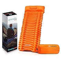Backpacking Air Mattress Sleeping Pad - Self Inflating Waterproof Lightweight Sleep Pad Inflatable Camping Sleeping Mat w/Carrying Bag - for Camping, Backpacking, Hiking - Serenelife SLCPO (Orange)