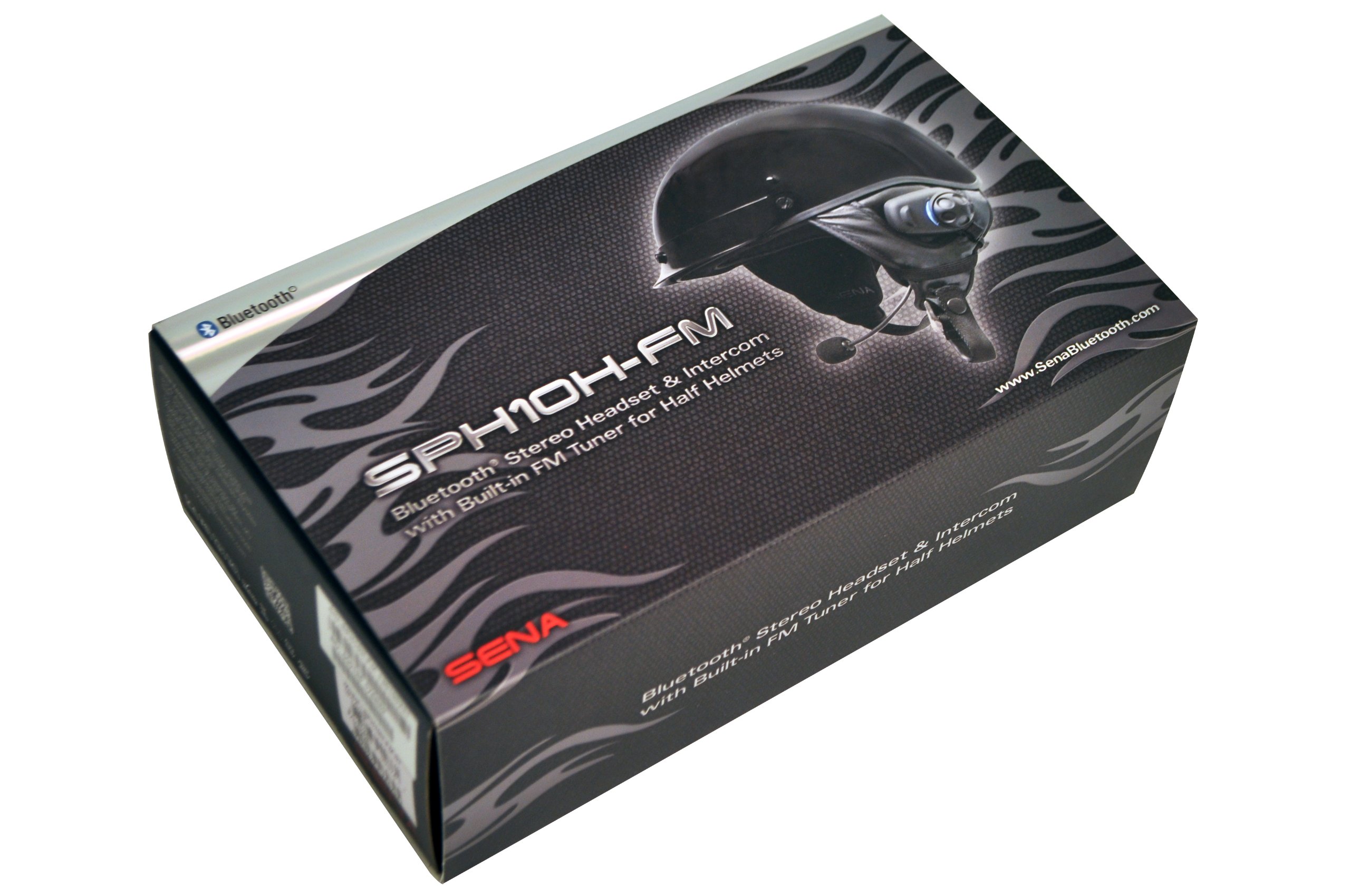 Sena SPH10H-FM-01 Motorcycle Bluetooth Stereo Headset and Intercom with Built-in FM Tuner for Half Helmets, black