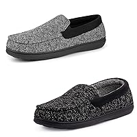 RockDove Set of 2 Pairs - US Size 10, Men's SILVADUR Tweed Memory Foam Moc Slipper (Black) Men's Sherpa Lined SILVADUR Memory Foam Moc Slipper (Black)