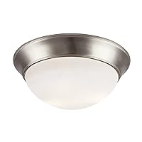 Trans Globe Imports 57704 BN Traditional Two Light Flushmount from Bolton Collection in Pewter, Nickel, Silver Finish, 14.00 inches
