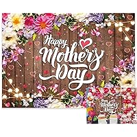 BINQOO 7x5ft Mother's Day Floral Backdrop Wood Colorful Flowers Photo Props Rustic Wooden Wall for Mom Girls Bridal Shower Party Banner Background