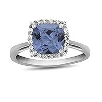 Solid 10k White Gold 6mm Cushion-Cut Center Stone with White Topaz accent stones Halo Ring