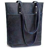 S-ZONE Medium Women Genuine Leather Tote Bag Ladies Shoulder Purse Handbag Big Front Pocket
